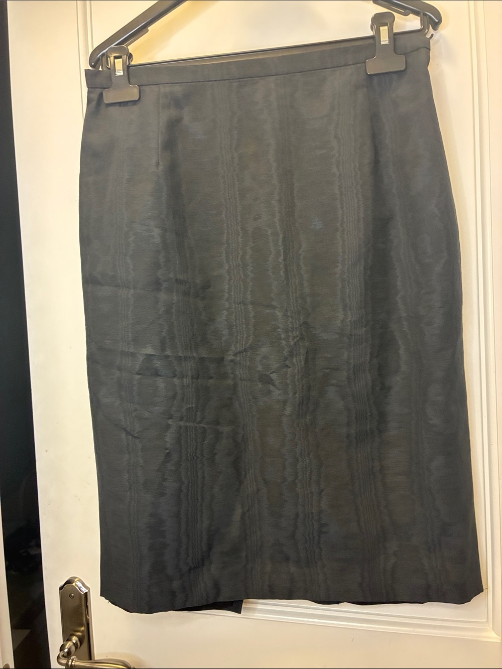 Sunny Choi Black Moire Textured Pencil Skirt Made in Canada M/L 👵MTSK6